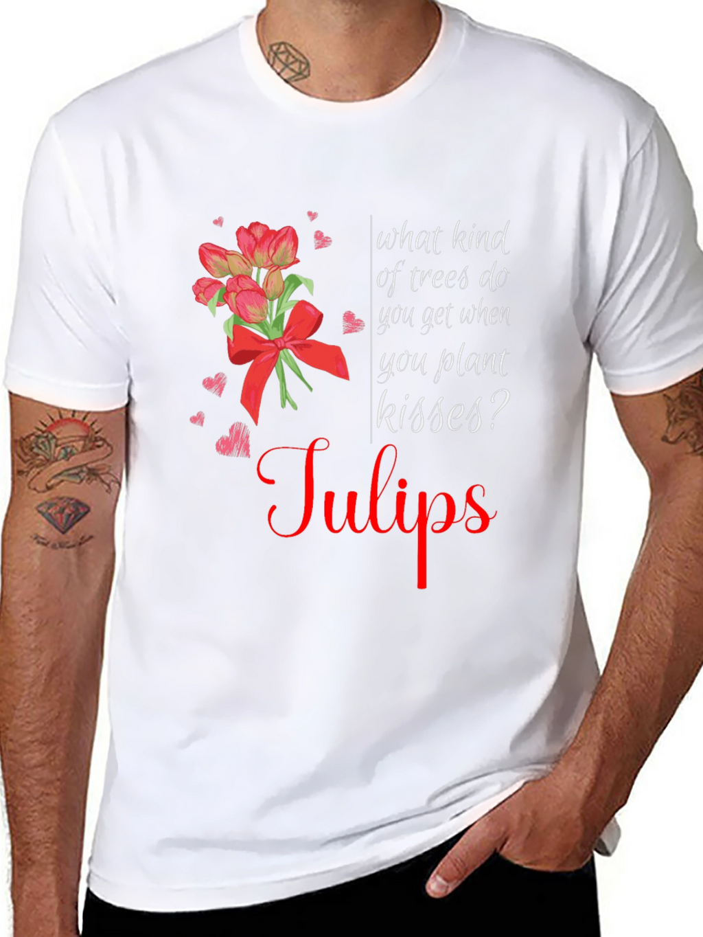 Tulips Kisses Black T-Shirt