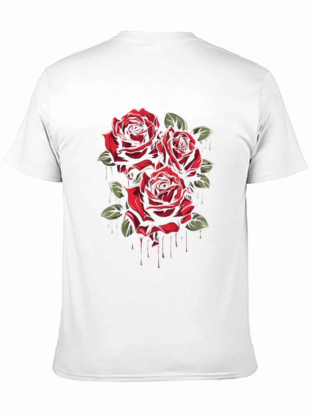 Mens Black T-Shirt with Red Roses Graphic