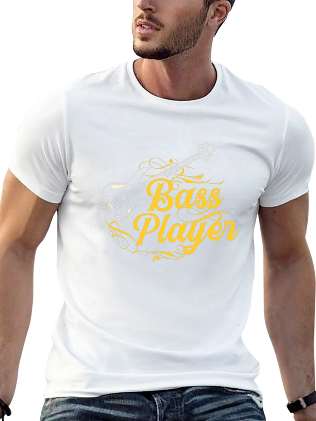 Bass Player Graphic Tee - Black Cotton T-Shirt