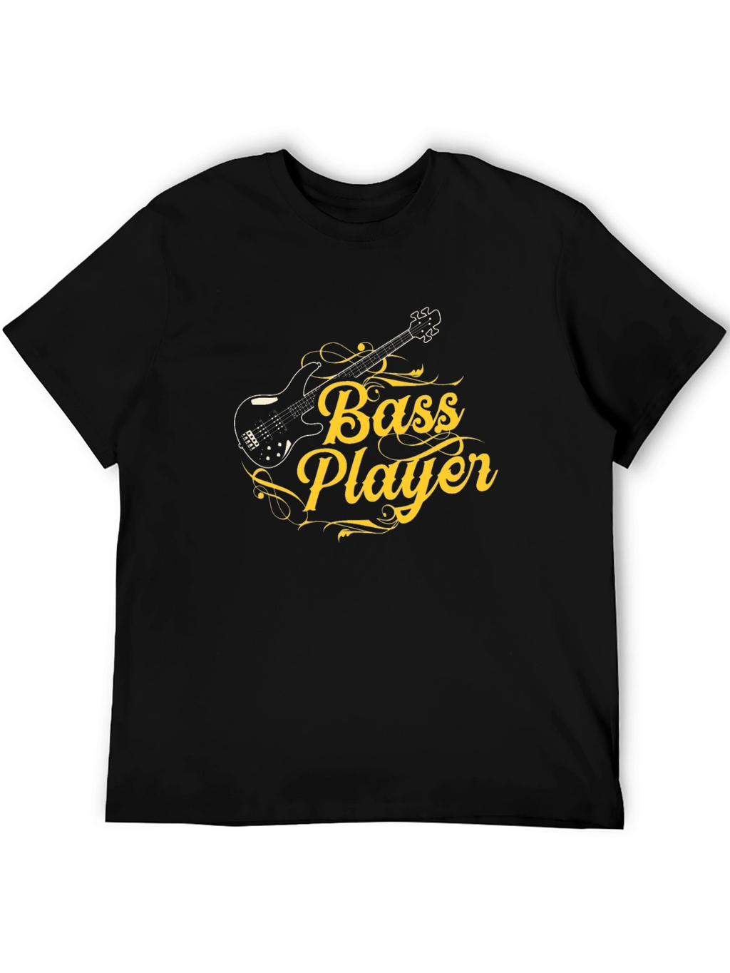 Bass Player Graphic Tee - Black Cotton T-Shirt