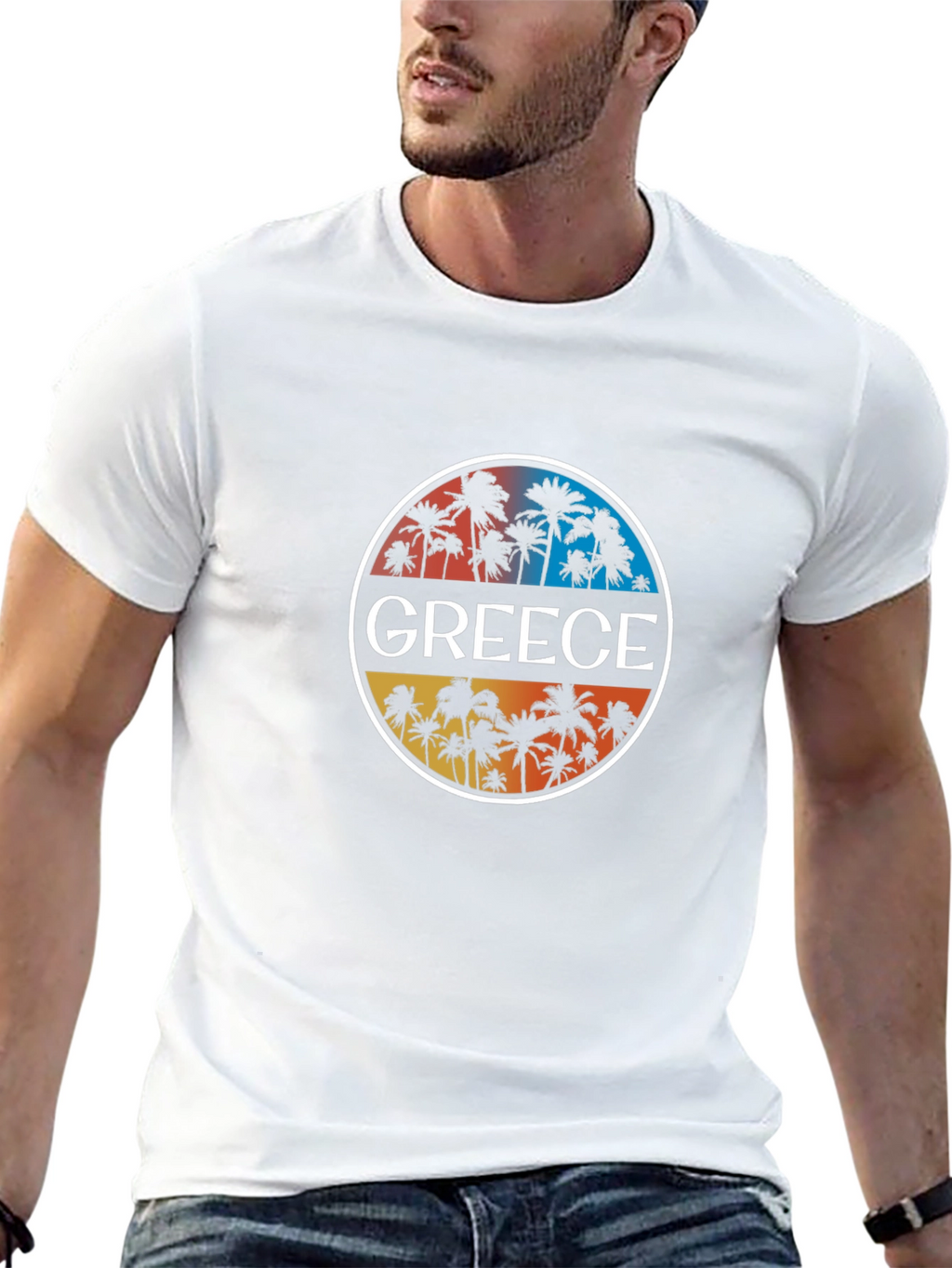 Greece Palm Tree Graphic T-Shirt