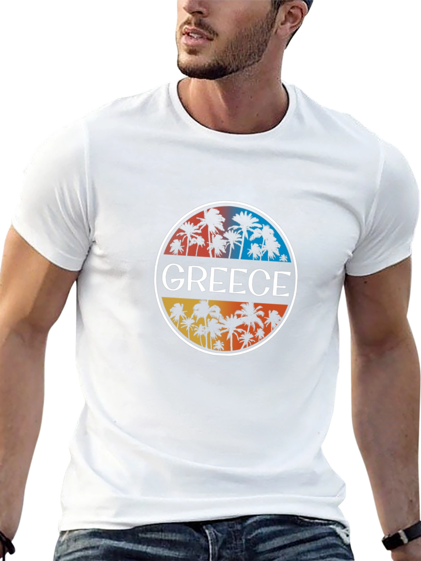Greece Palm Tree Graphic T-Shirt