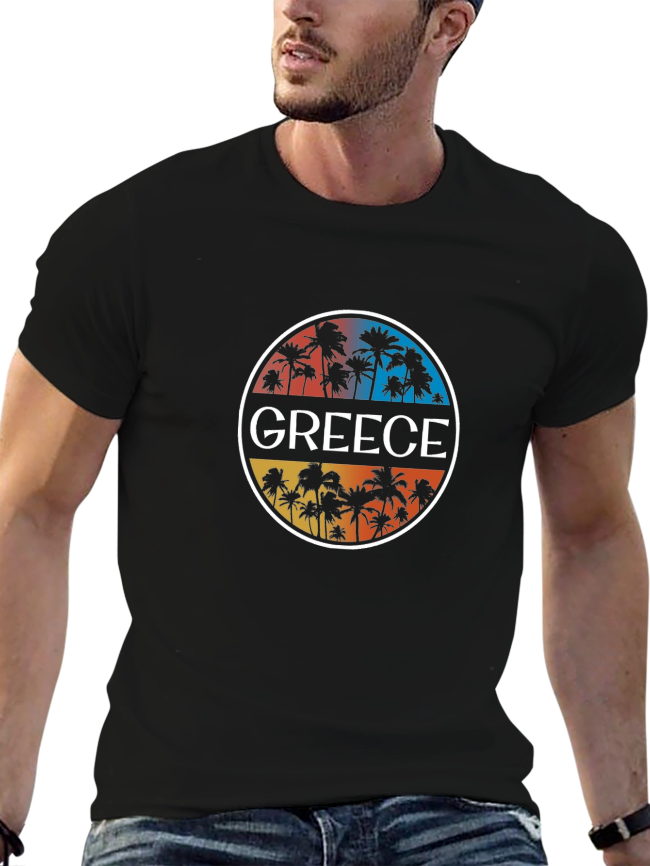 Greece Palm Tree Graphic T-Shirt