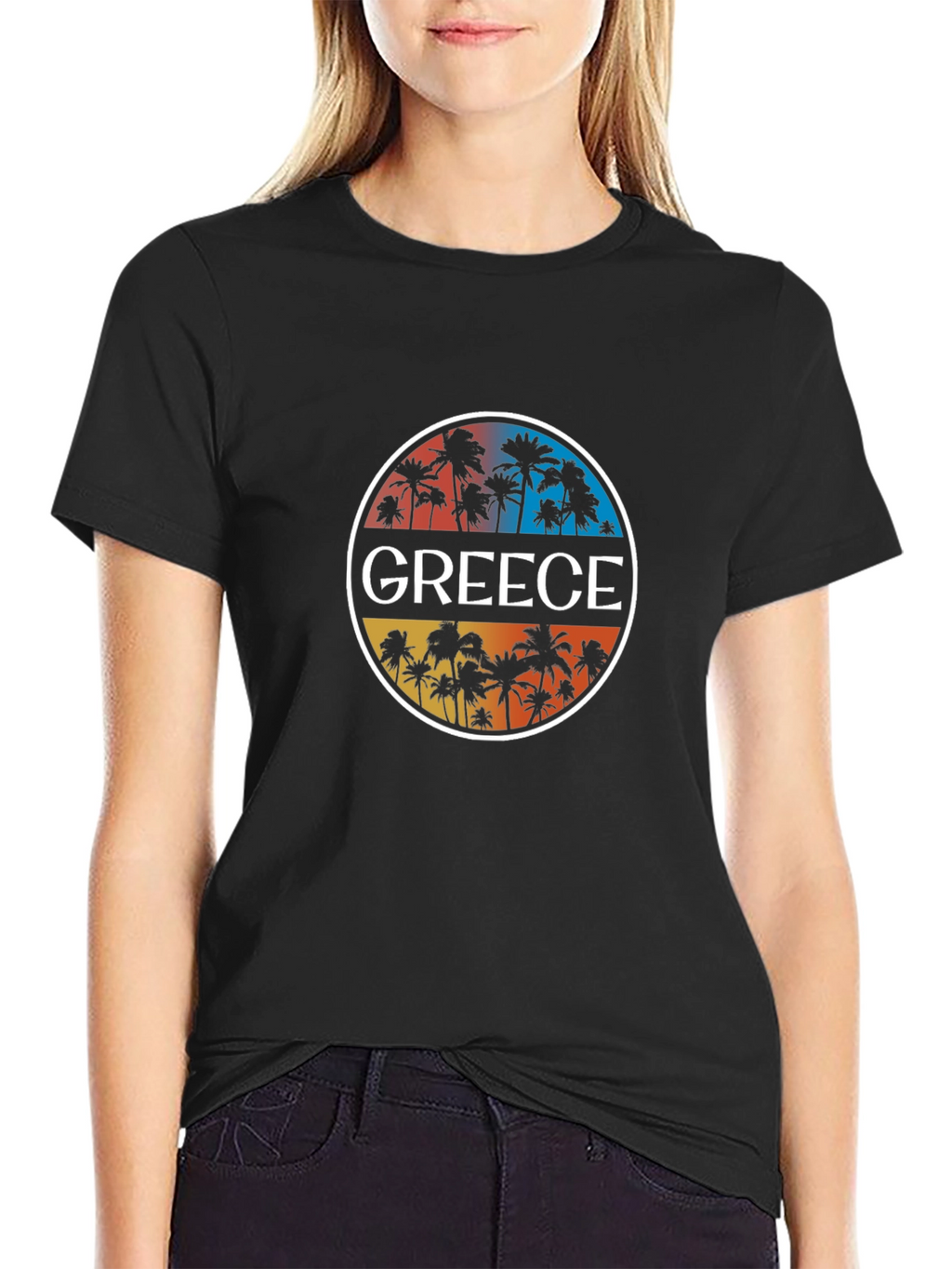 Greece Palm Tree Graphic T-Shirt