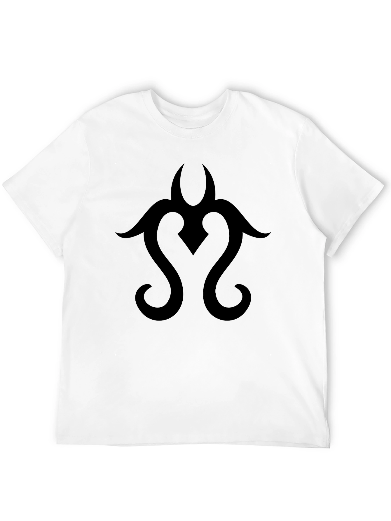 Black Tribal Design Graphic Tee Casual Cotton T-Shirt