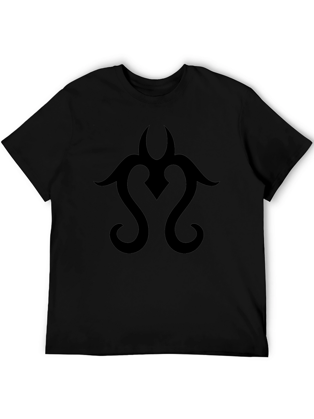 Black Tribal Design Graphic Tee Casual Cotton T-Shirt