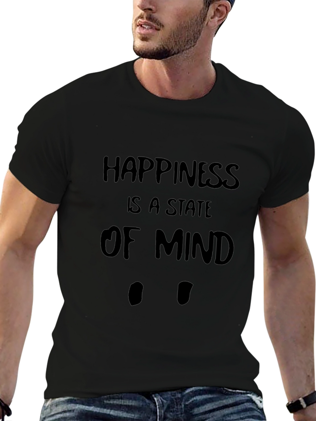Happiness State of Mind Black T-Shirt