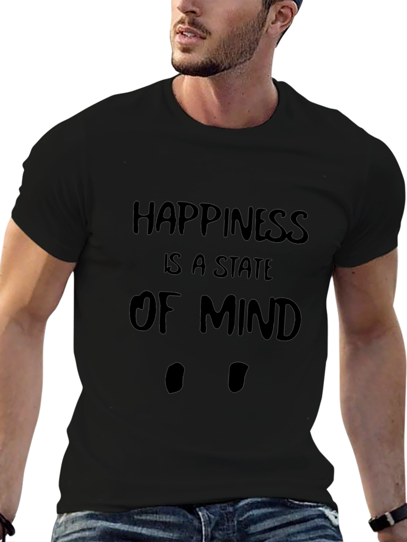 Happiness State of Mind Black T-Shirt
