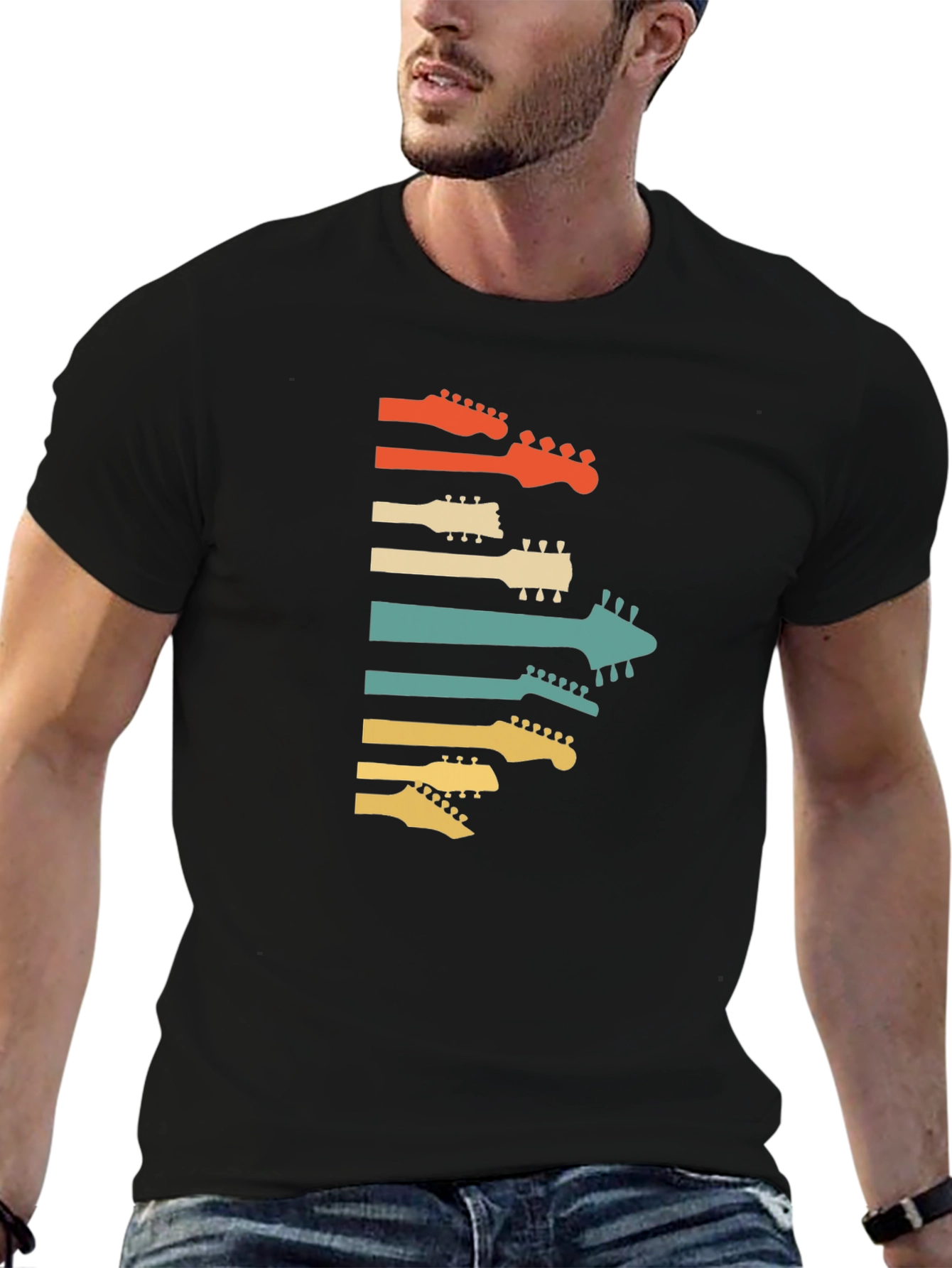 Retro Guitar Headstock Graphic Tee