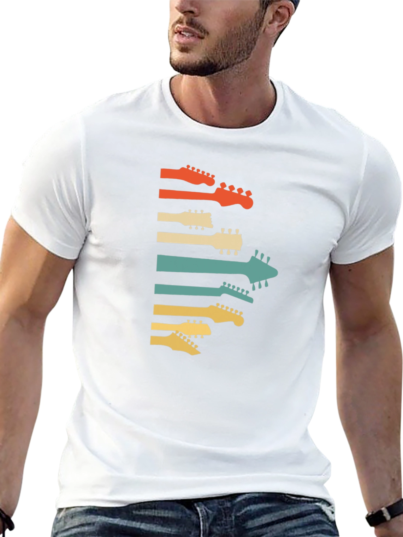 Retro Guitar Headstock Graphic Tee