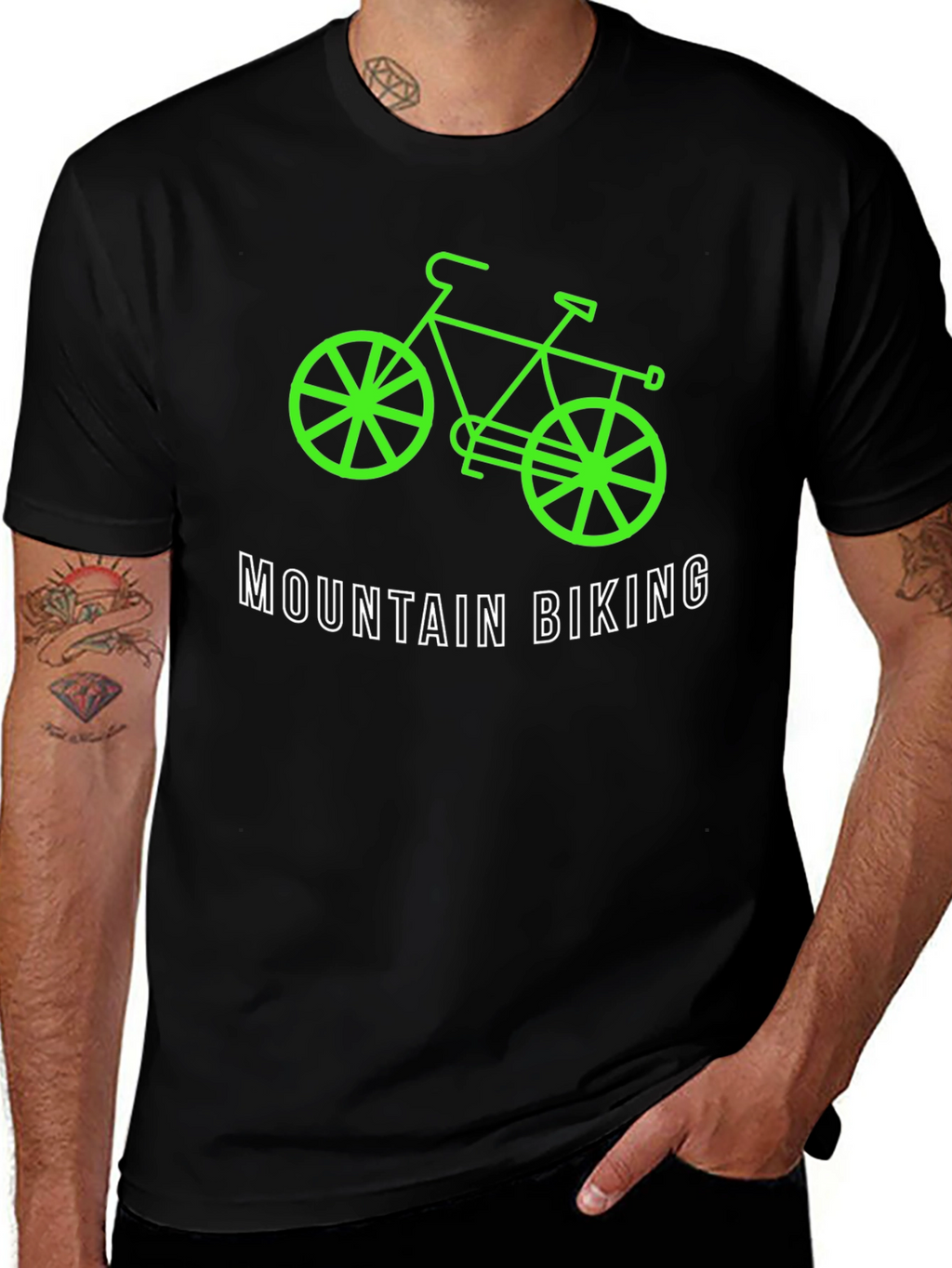 Mountain Biking Graphic T-Shirt - Black