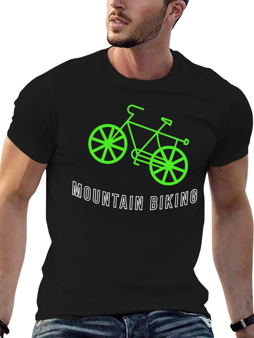 Mountain Biking Graphic T-Shirt - Black
