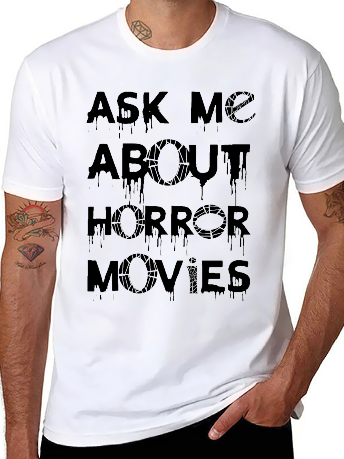 Ask Me About Horror Movies T-Shirt - Black Graphic Tee
