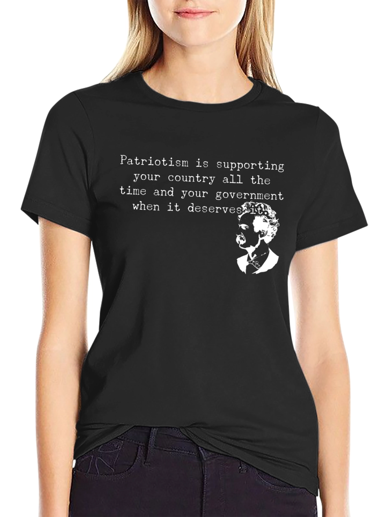 Patriotism Quote Graphic Tee - Black