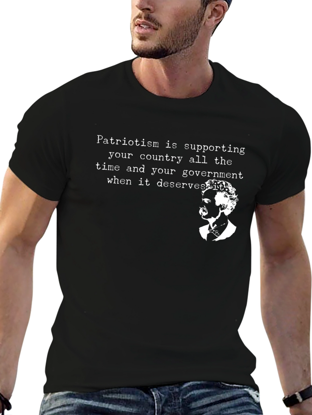 Patriotism Quote Graphic Tee - Black