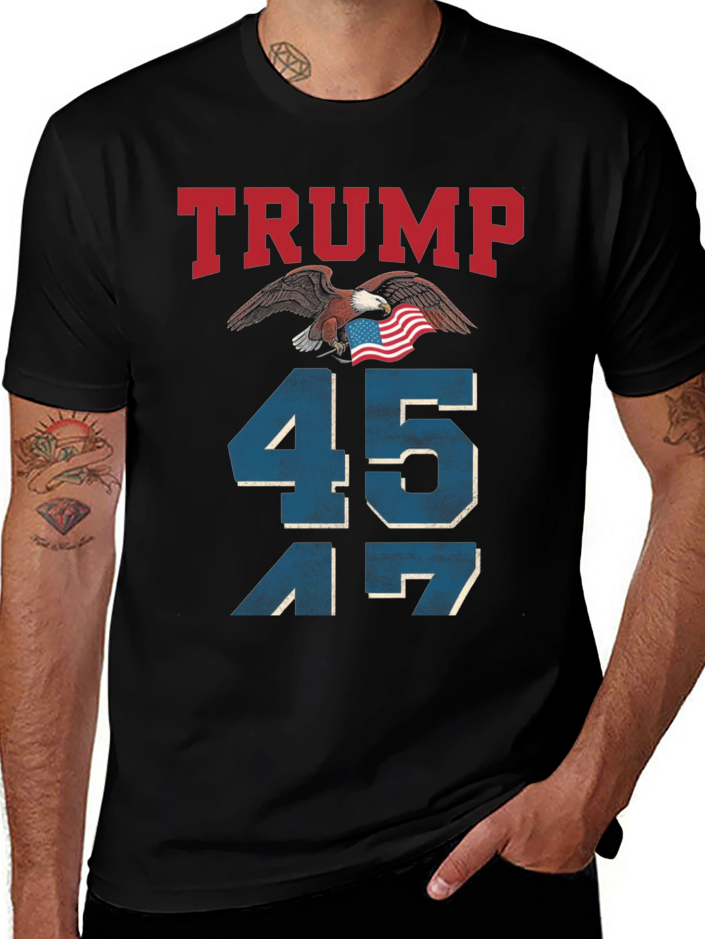 Trump 45 47 Eagle Patriotic T-Shirt