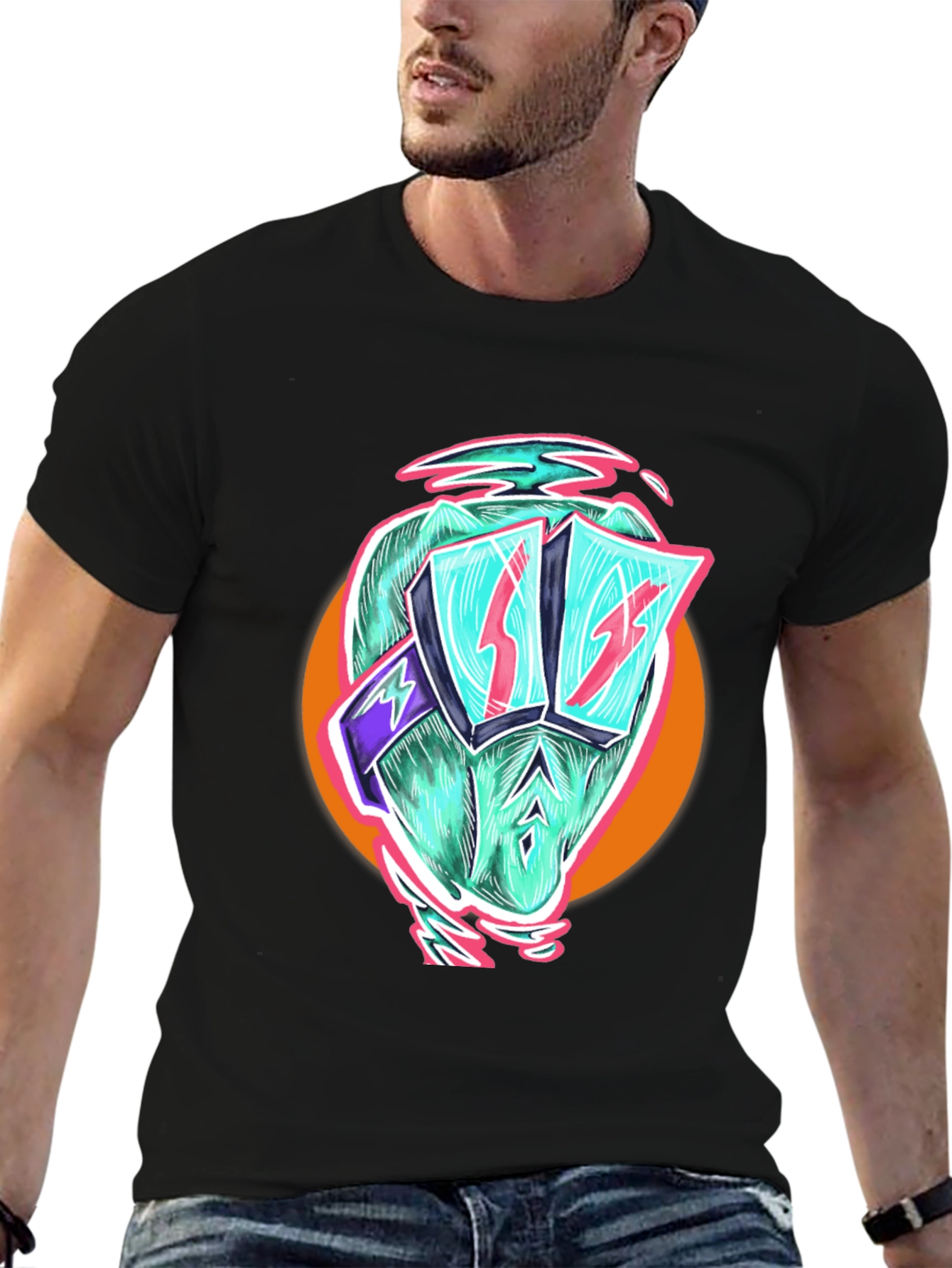 Cool Dino Black T-Shirt - Retro Cartoon Graphic