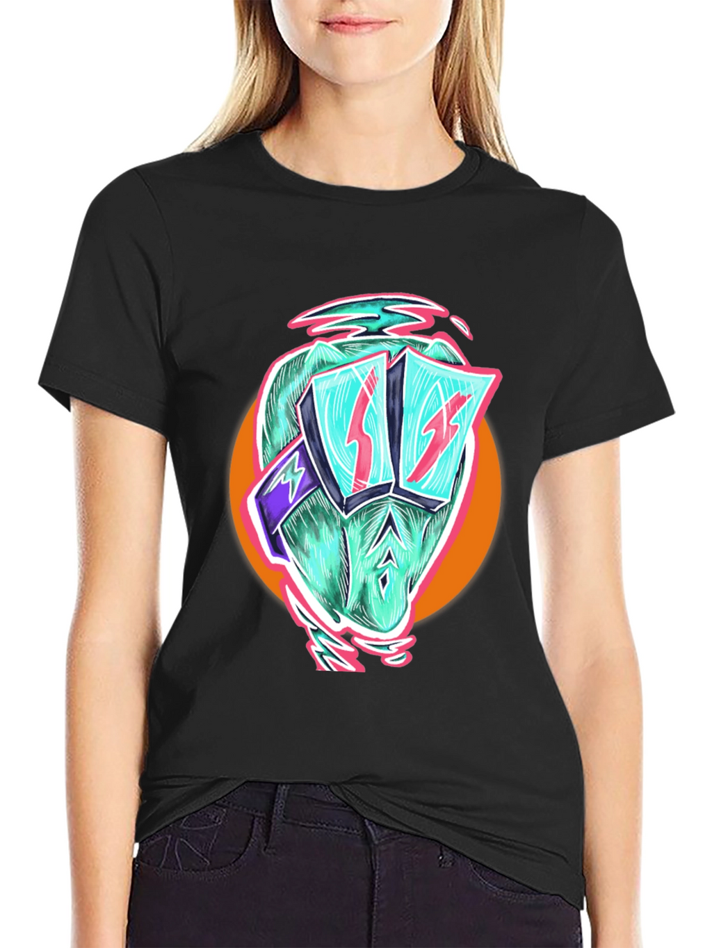 Cool Dino Black T-Shirt - Retro Cartoon Graphic