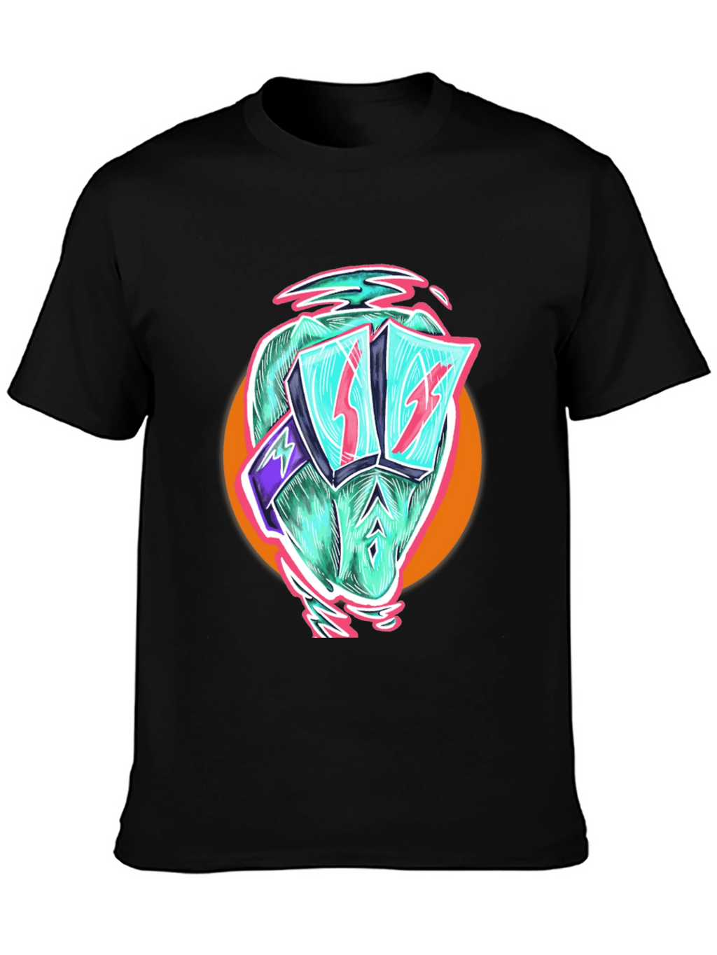 Cool Dino Black T-Shirt - Retro Cartoon Graphic