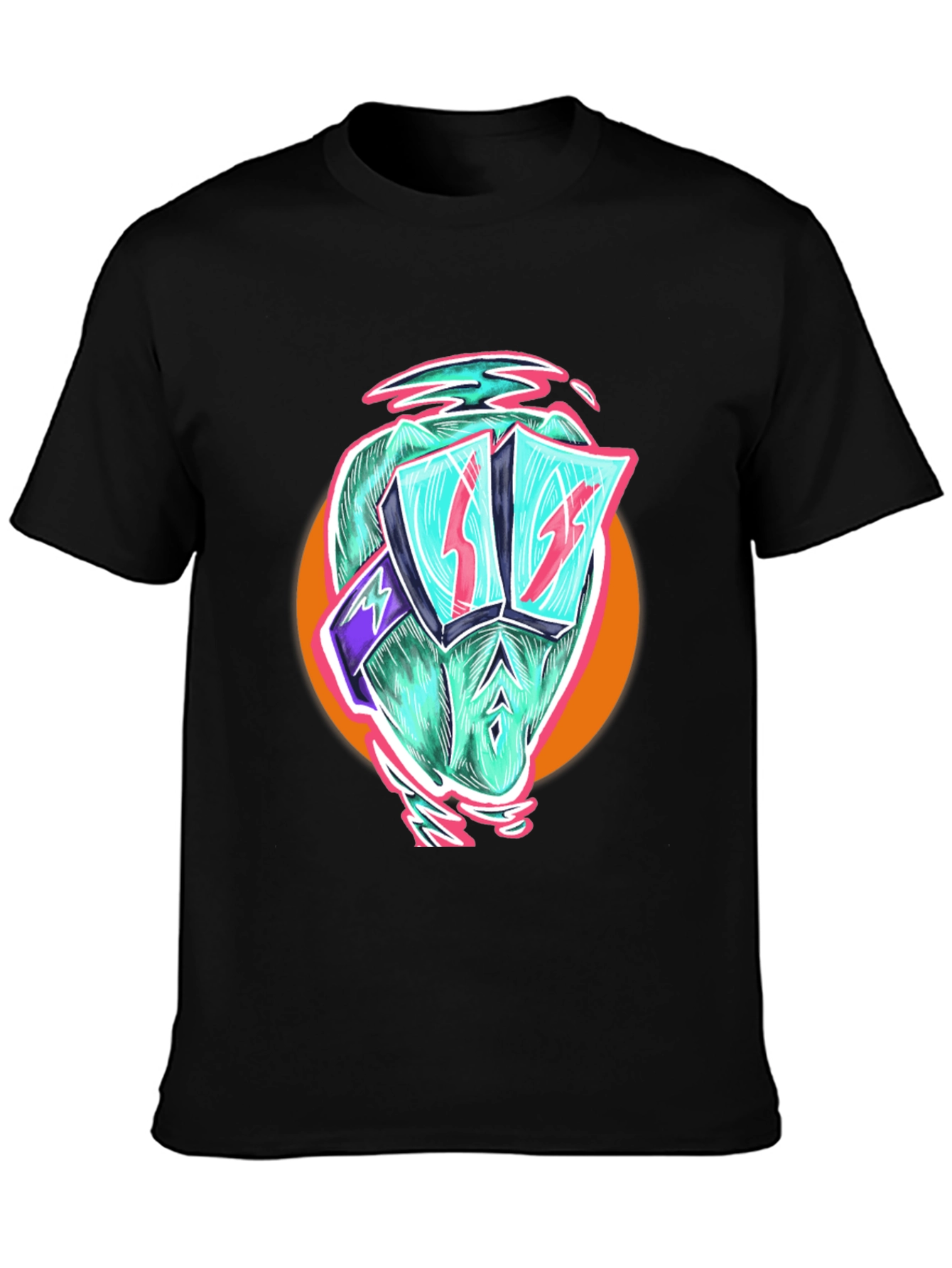 Cool Dino Black T-Shirt - Retro Cartoon Graphic