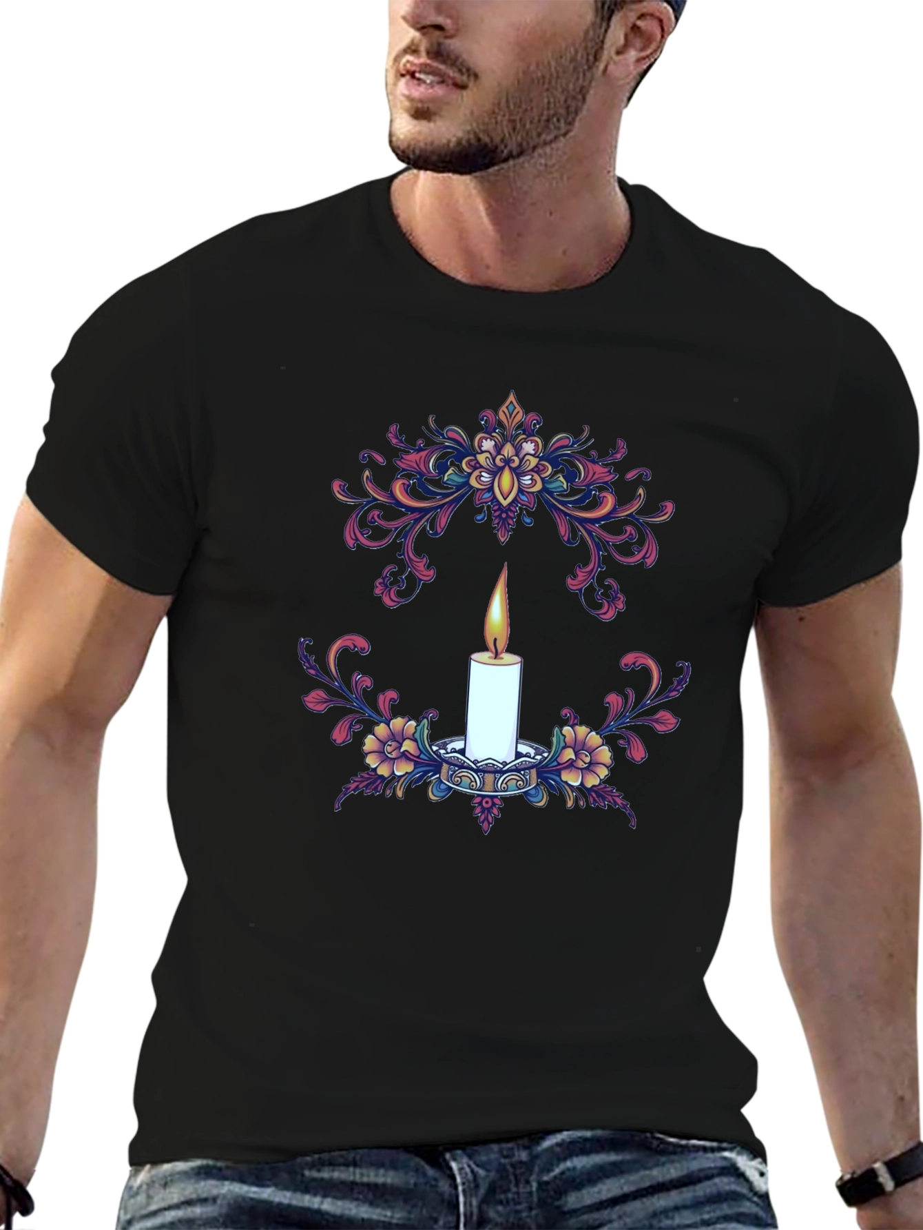 Floral Candle Graphic T-Shirt