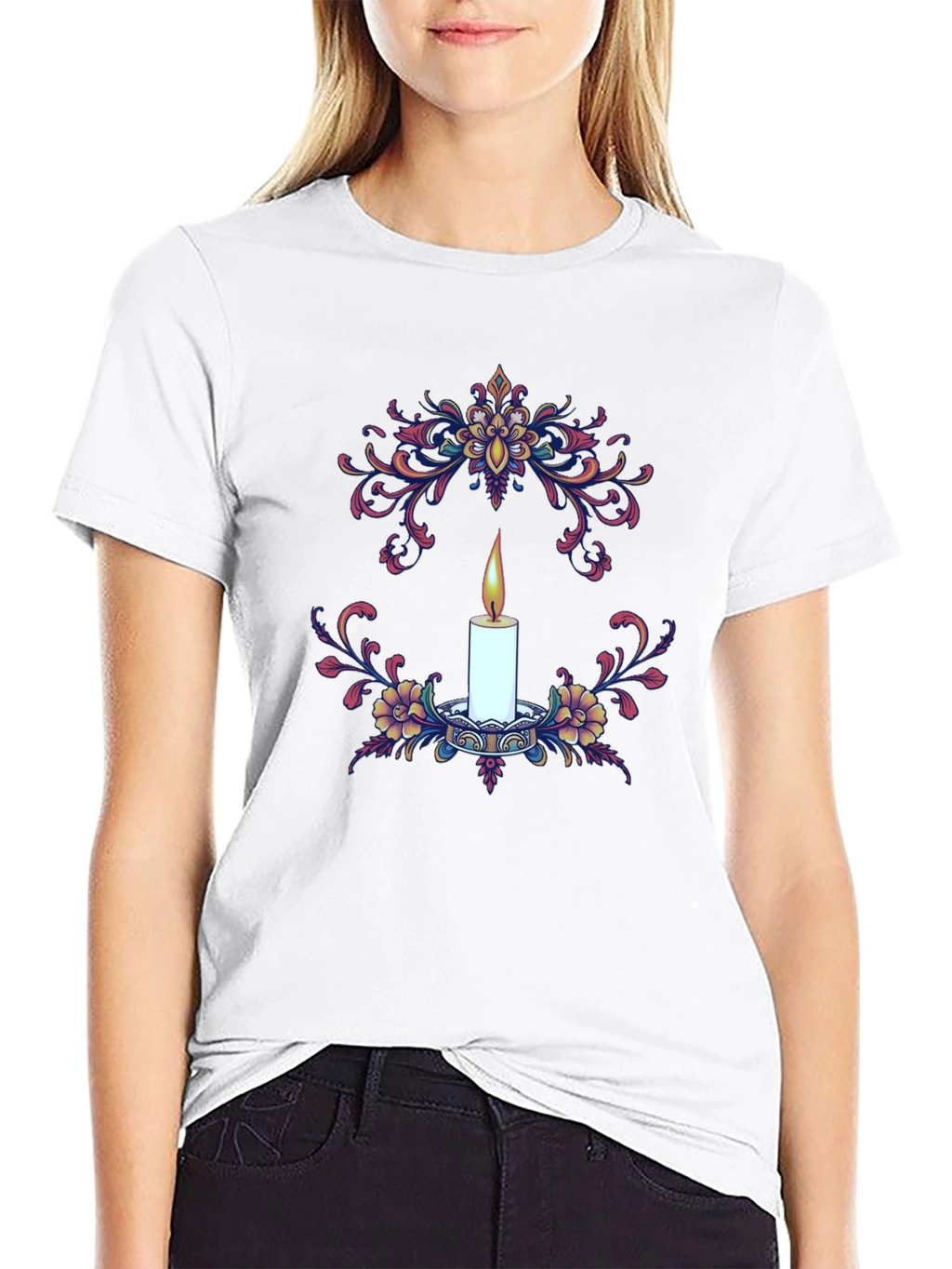 Floral Candle Graphic T-Shirt