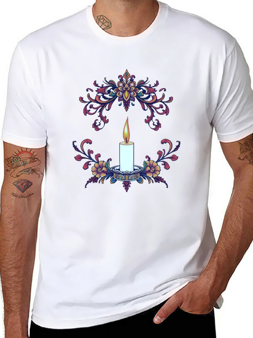 Floral Candle Graphic T-Shirt