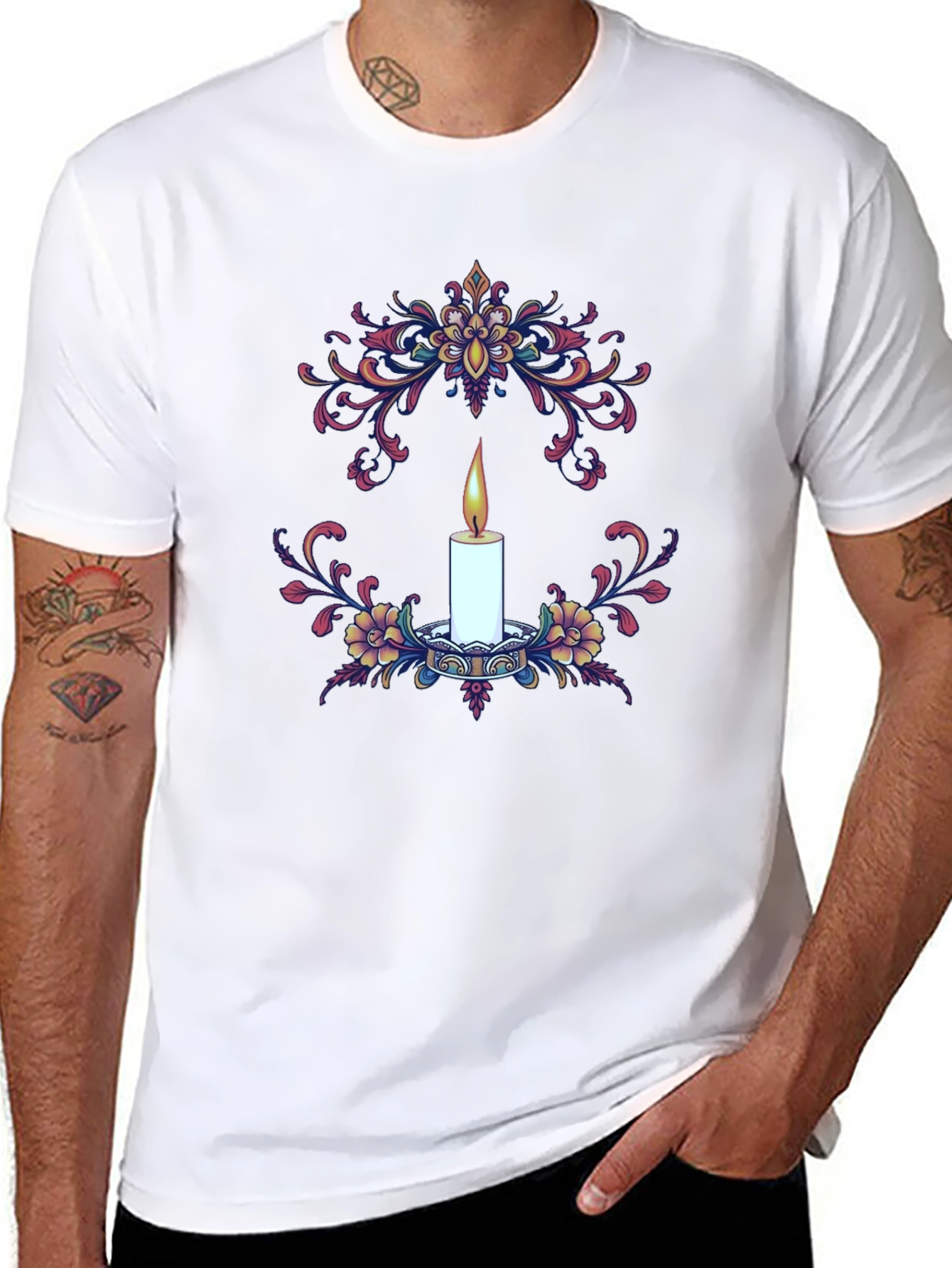 Floral Candle Graphic T-Shirt