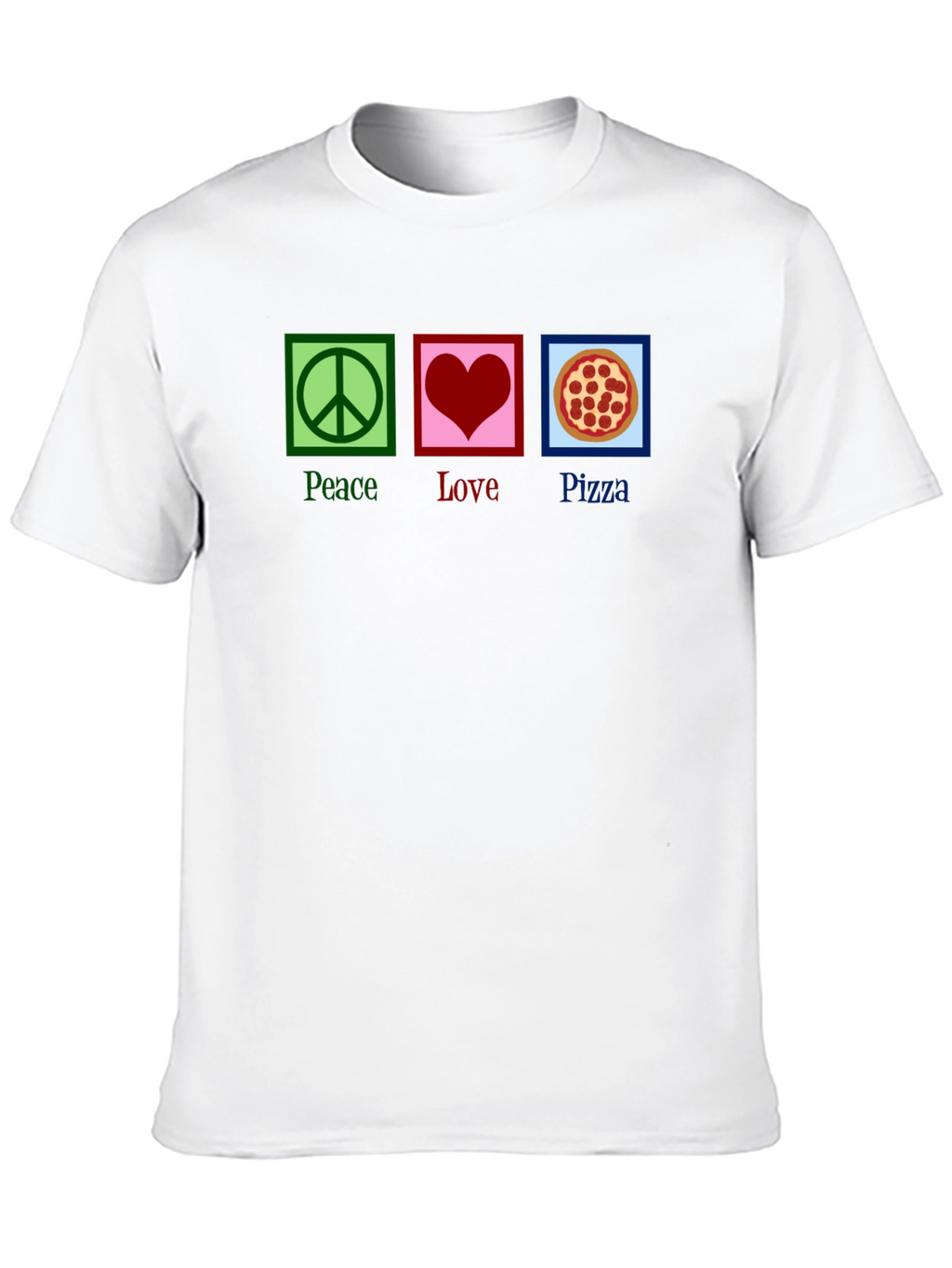 Peace Love Pizza Graphic Tee - Black Cotton T-Shirt