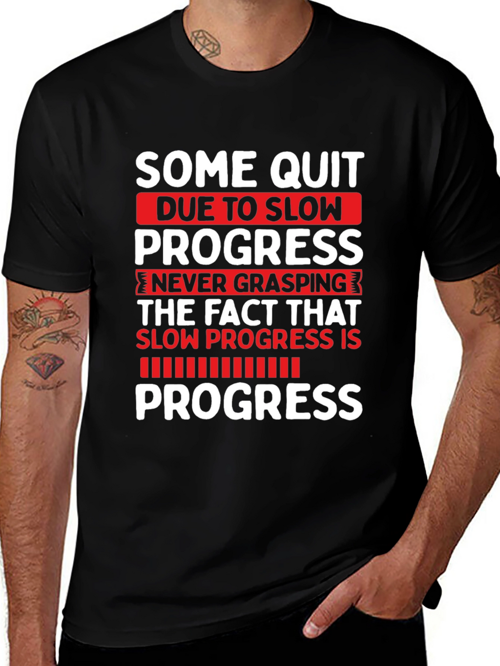 Motivational Progress T-Shirt - Fitness Gym Workout Tee