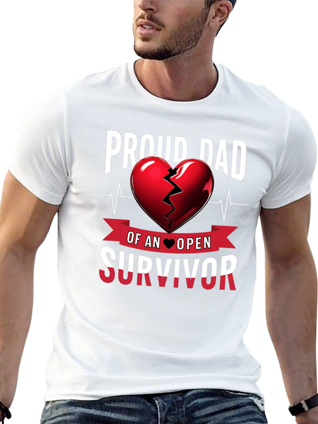 Proud Dad Heart Survivor Tee
