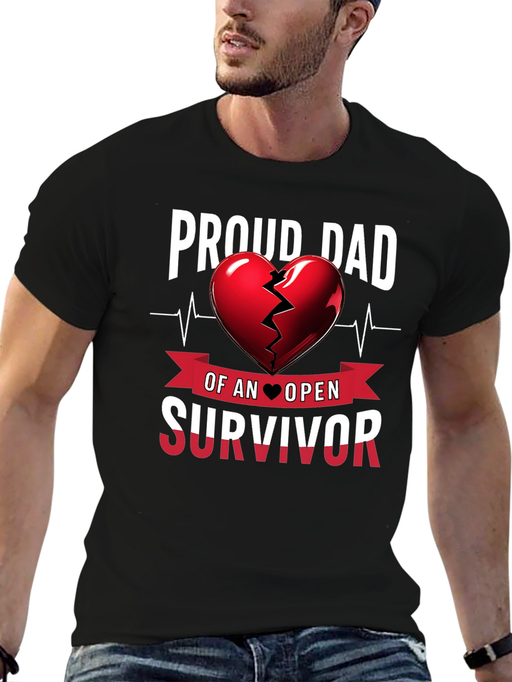 Proud Dad Heart Survivor Tee