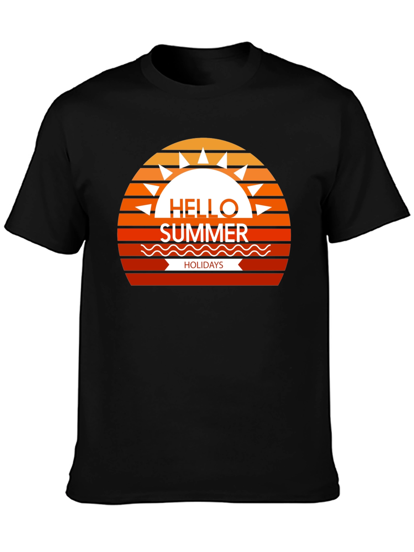 Summer Holidays Graphic Tee - Black