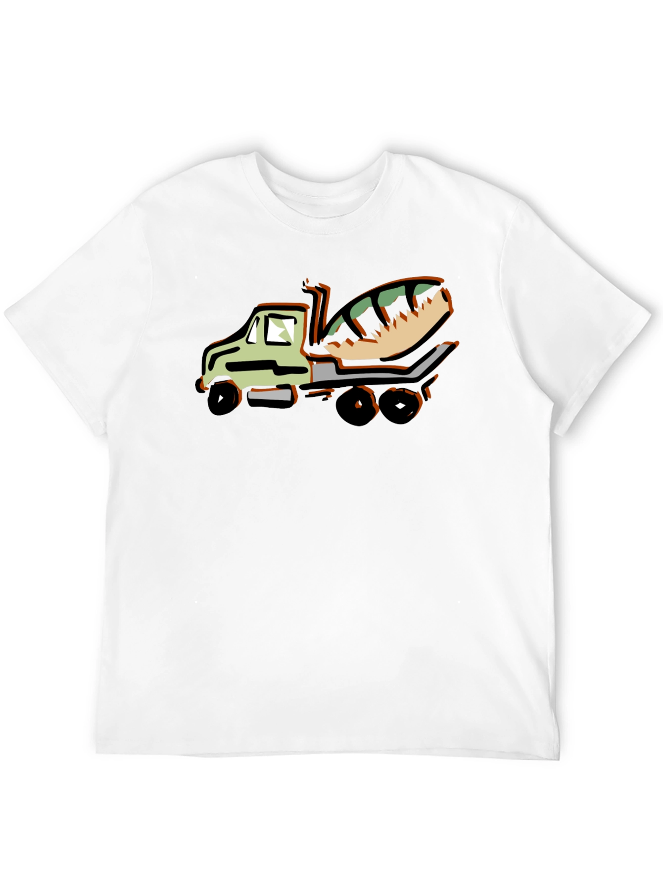 Cartoon Concrete Mixer Truck Graphic T-Shirt