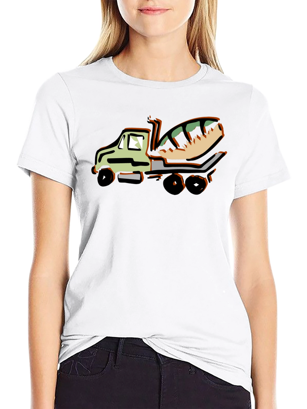 Cartoon Concrete Mixer Truck Graphic T-Shirt