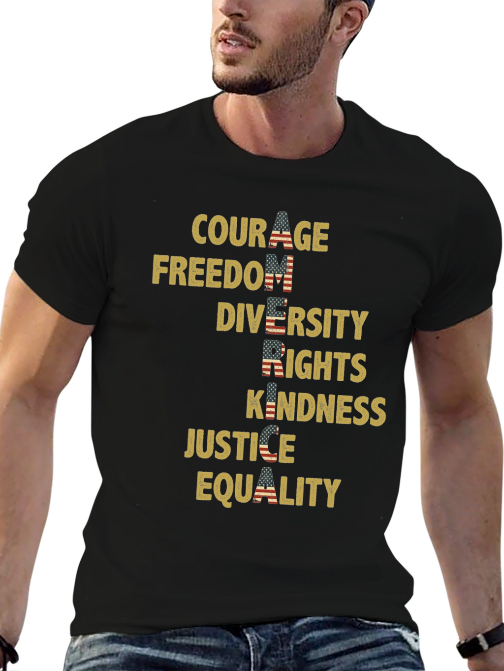 Patriotic Values Graphic T-Shirt