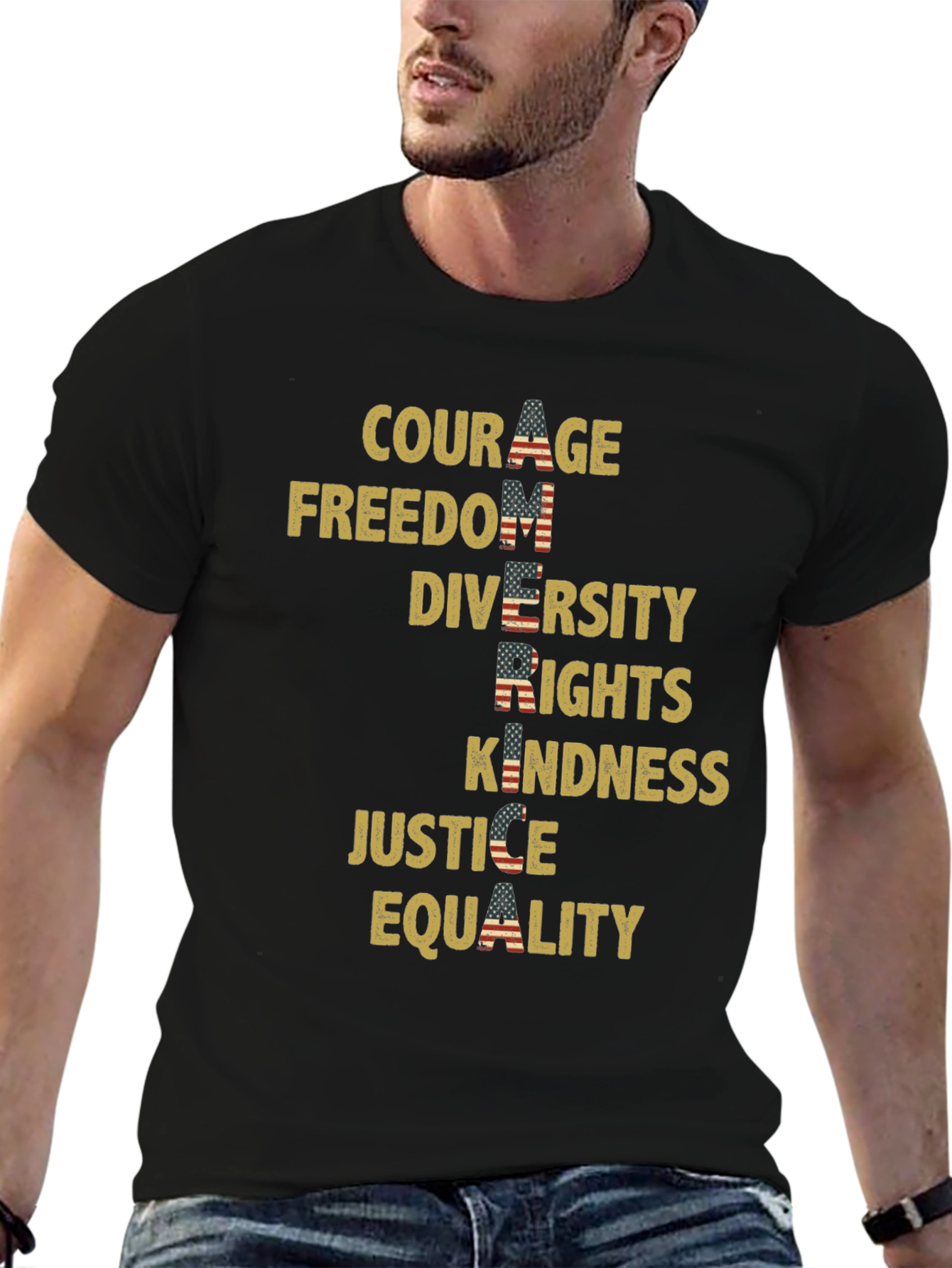 Patriotic Values Graphic T-Shirt