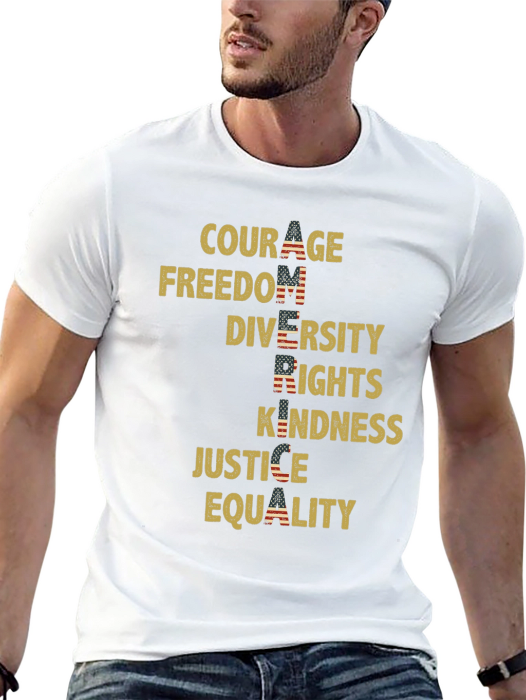 Patriotic Values Graphic T-Shirt