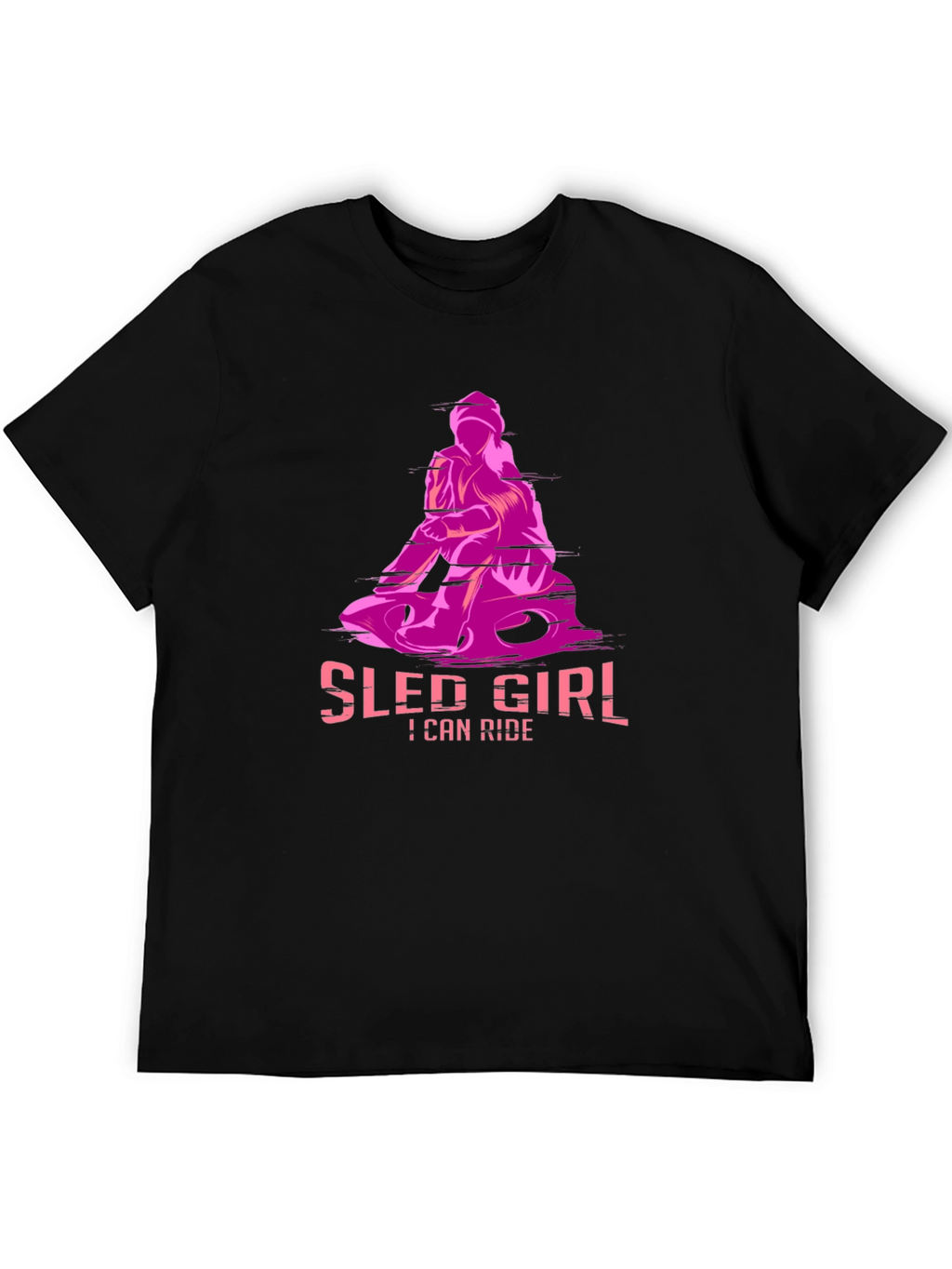 Sled Girl T-Shirt - I Can Ride - Black
