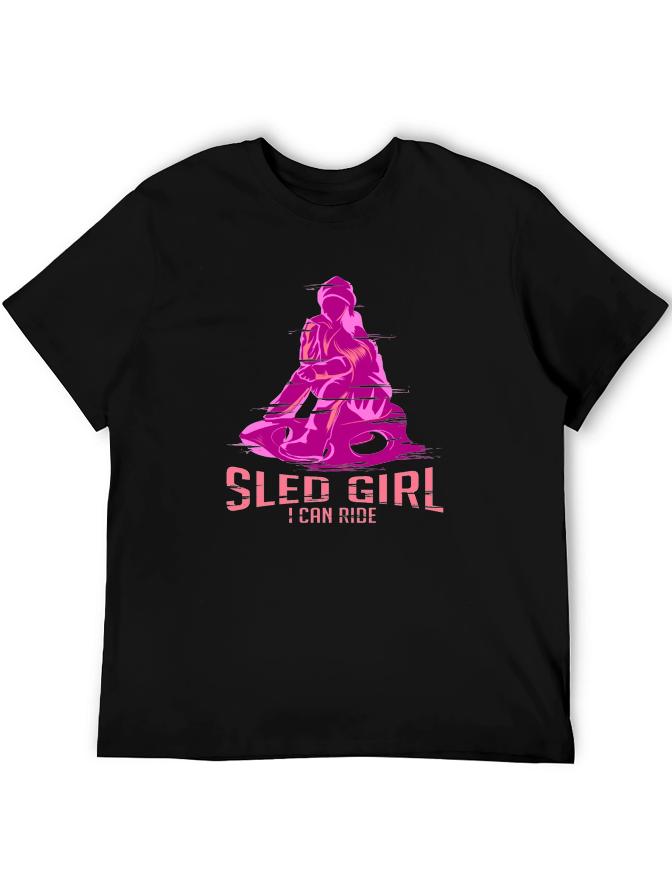 Sled Girl T-Shirt - I Can Ride - Black