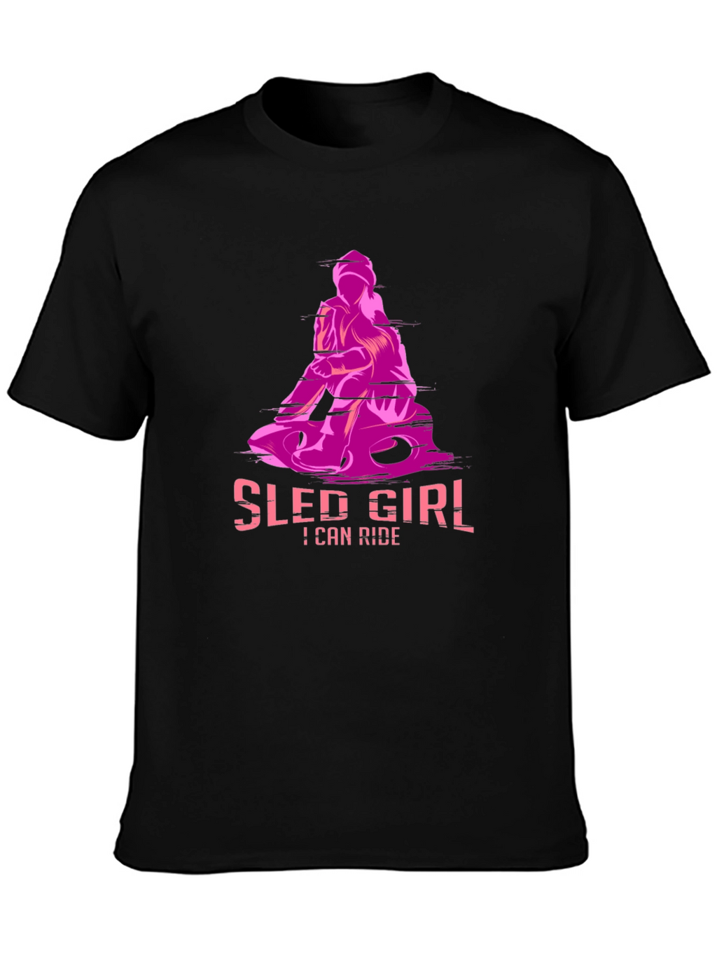 Sled Girl T-Shirt - I Can Ride - Black