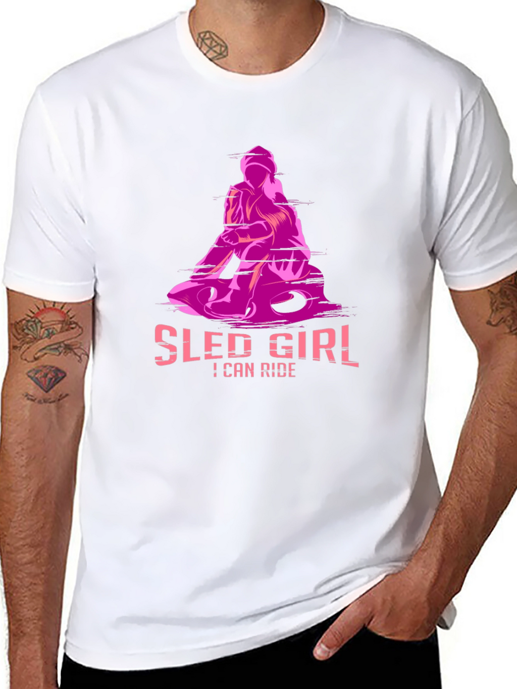 Sled Girl T-Shirt - I Can Ride - Black