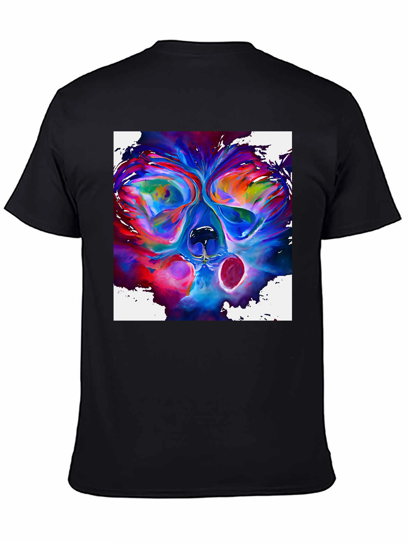 Colorful Skull Graphic Print Black T-Shirt