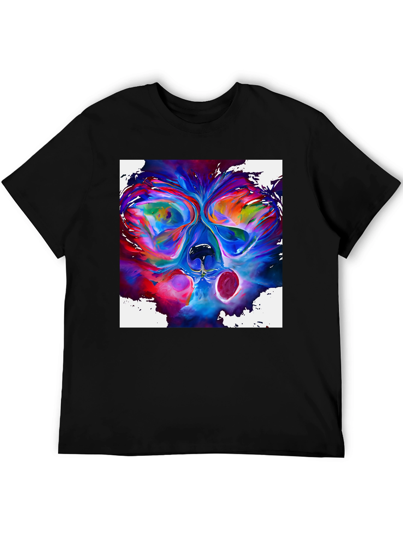 Colorful Skull Graphic Print Black T-Shirt