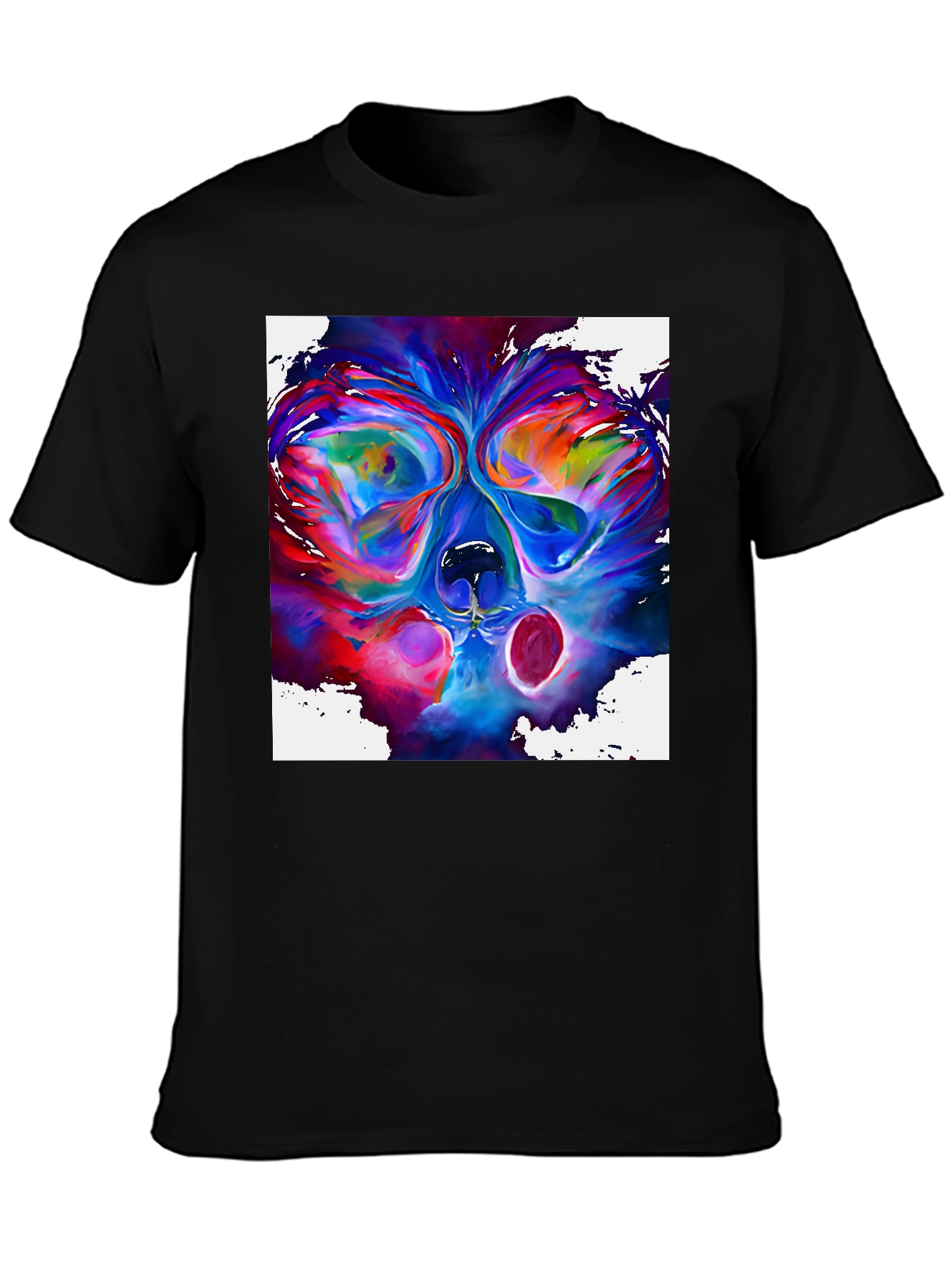 Colorful Skull Graphic Print Black T-Shirt