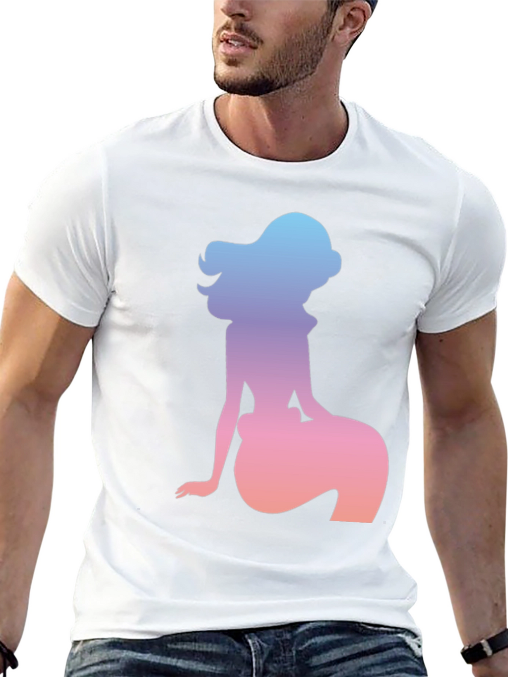 Mermaid Silhouette Graphic Tee - Black