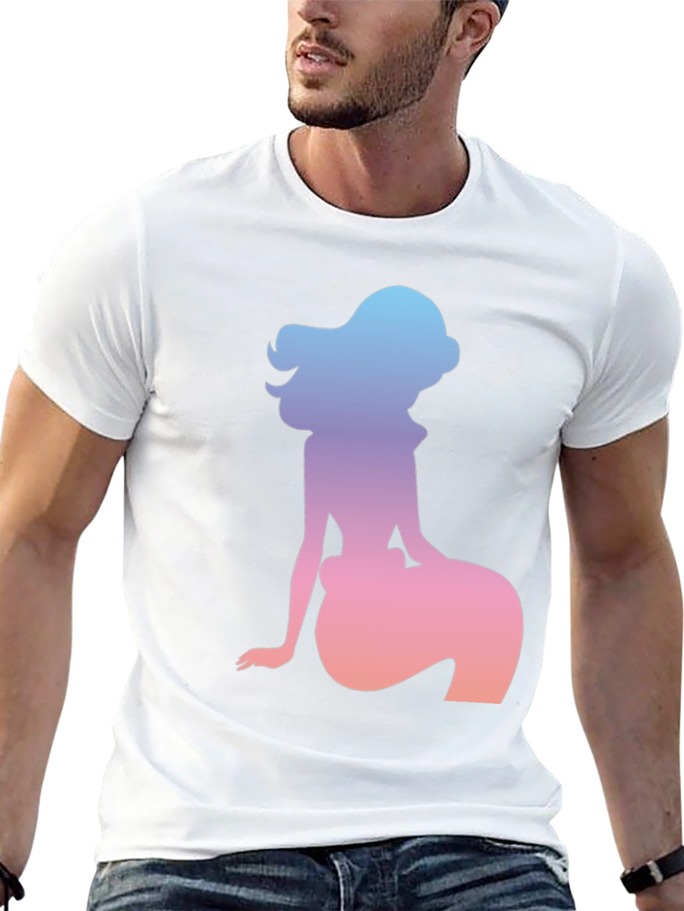 Mermaid Silhouette Graphic Tee - Black