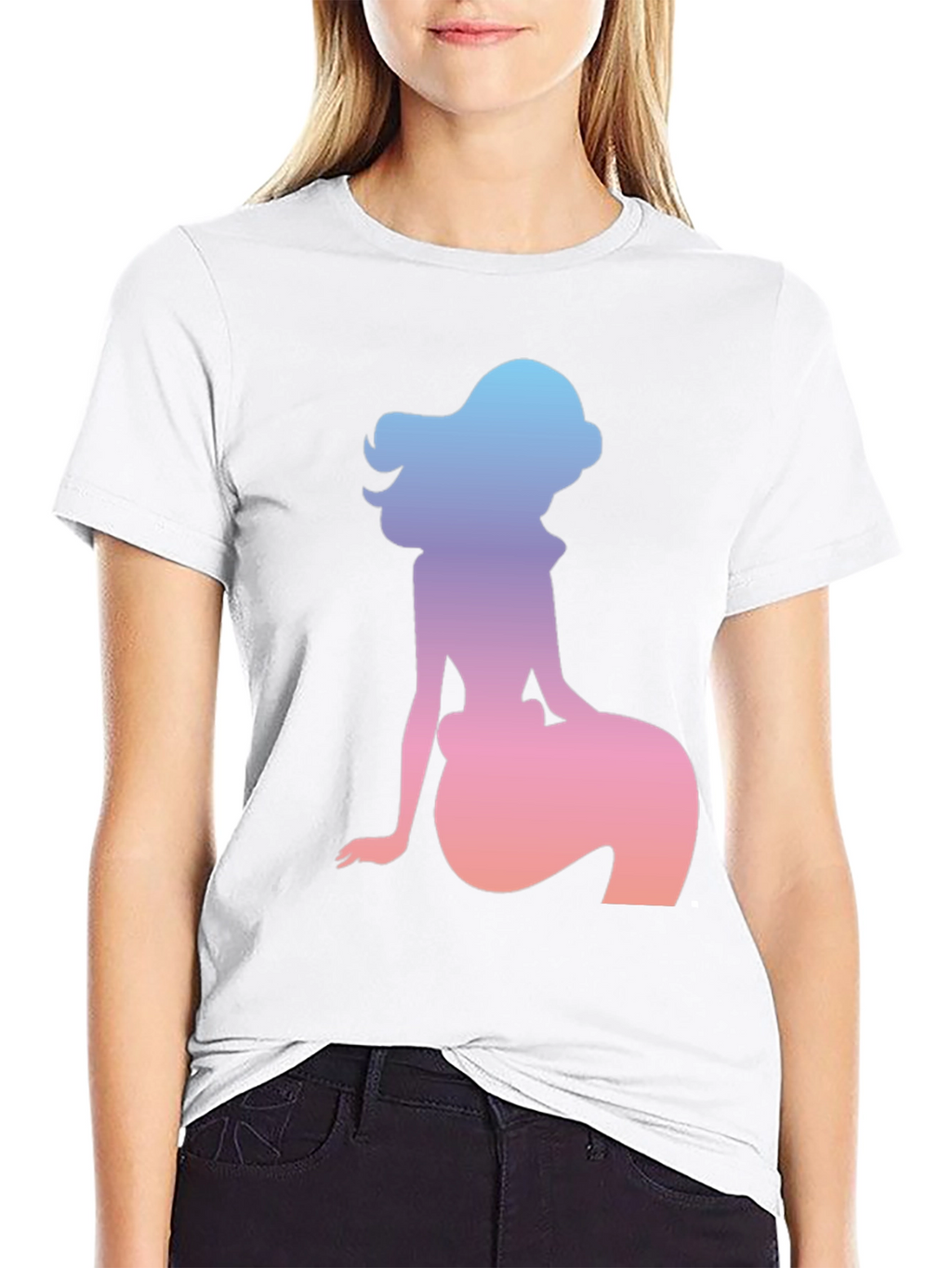 Mermaid Silhouette Graphic Tee - Black