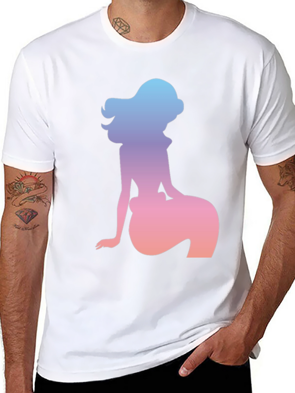 Mermaid Silhouette Graphic Tee - Black