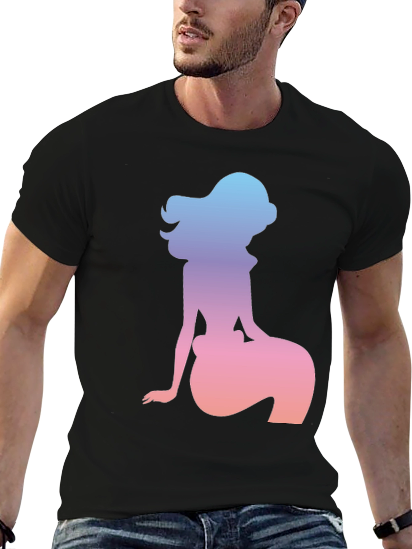 Mermaid Silhouette Graphic Tee - Black